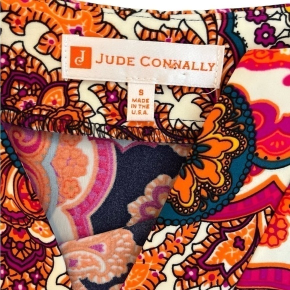 Jude Connally Michelle Paisley Dress Small Jersey Knit Stretch Colorful Fall - Picture 5 of 11